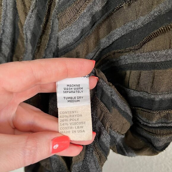 Cut Loose Womens Lagenlook Striped Asymmetrical Brown & Gray Tunic Top Large - Picture 9 of 11